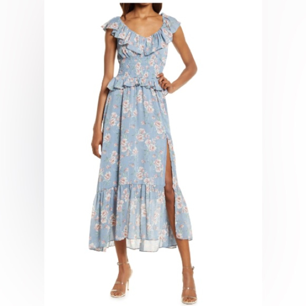 Floret Studios Luna Floral Smocked Midi Dress